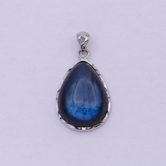 Blue Waterdrop Moonstone Charm Pear Cut Blue Moonstone Pendant, White Gold Charm For Bracelet Necklace Supply DIY Jewelry- Leo 1575
