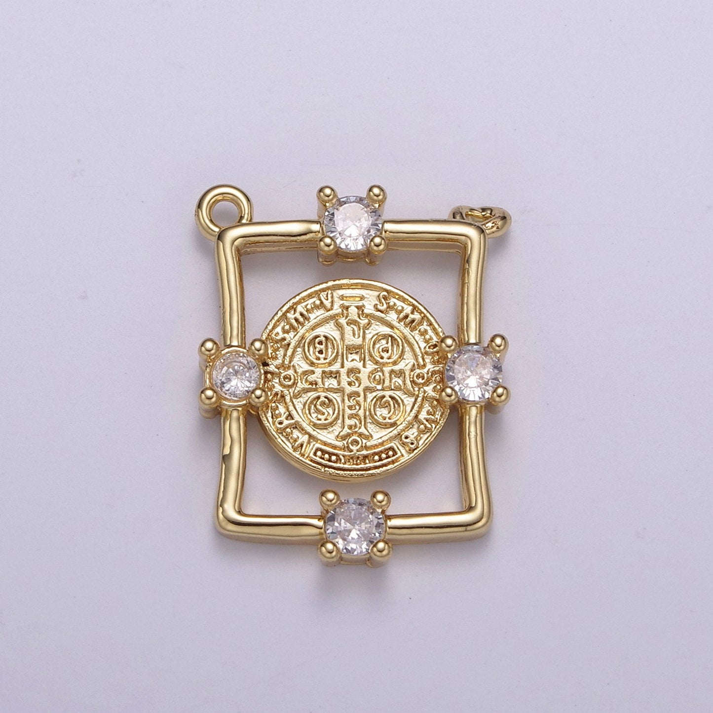 Clear CZ Gold Virgin Mother Mary Connectors, Cross Charm, Medallion Religious Jewelry Craft Supply, Y-422 ~ Y-424