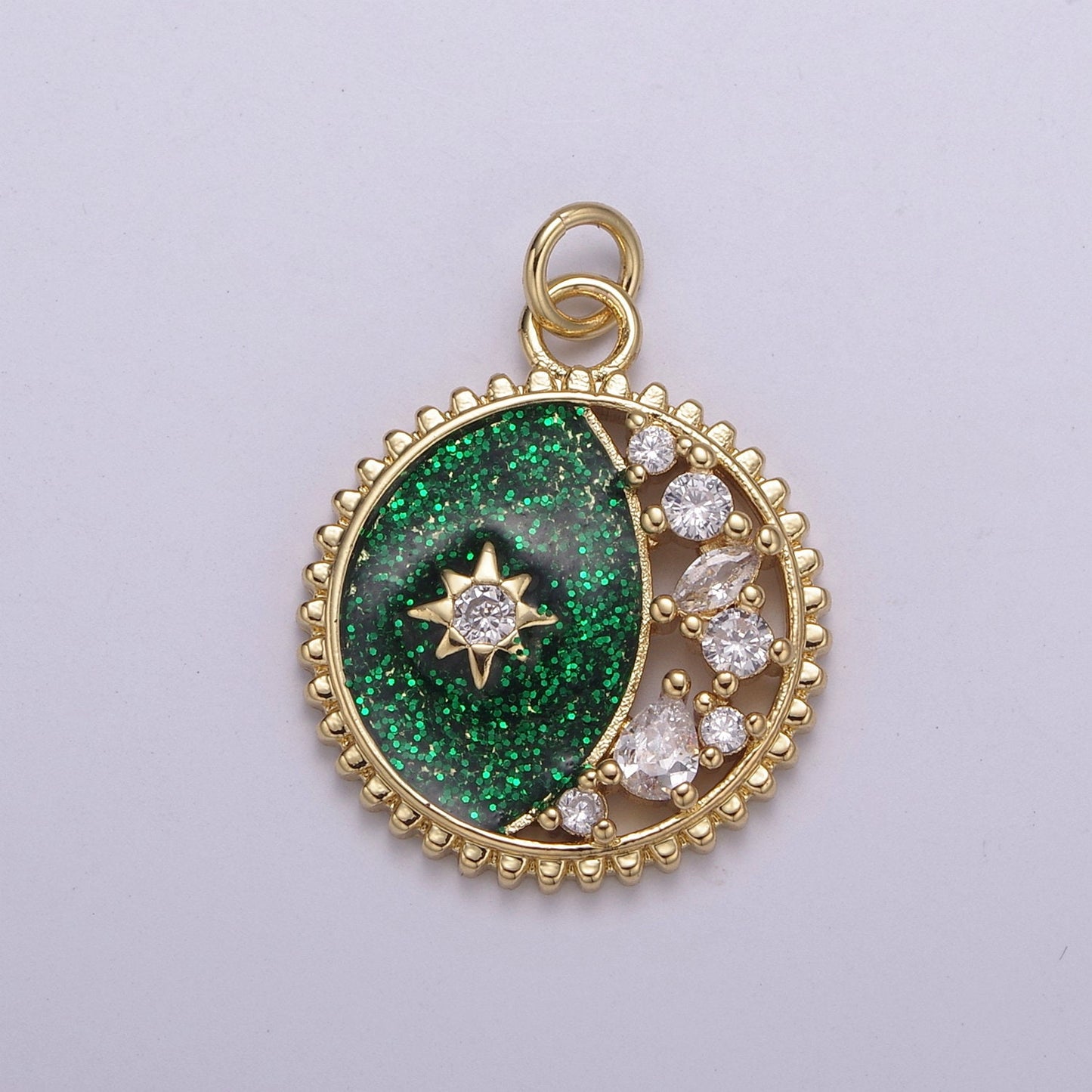 Enamel Celestial Jewelry Gold Crescent Moon Charm double sides design Jewelry Making Supply 24K Gold Findings, N-211-N212
