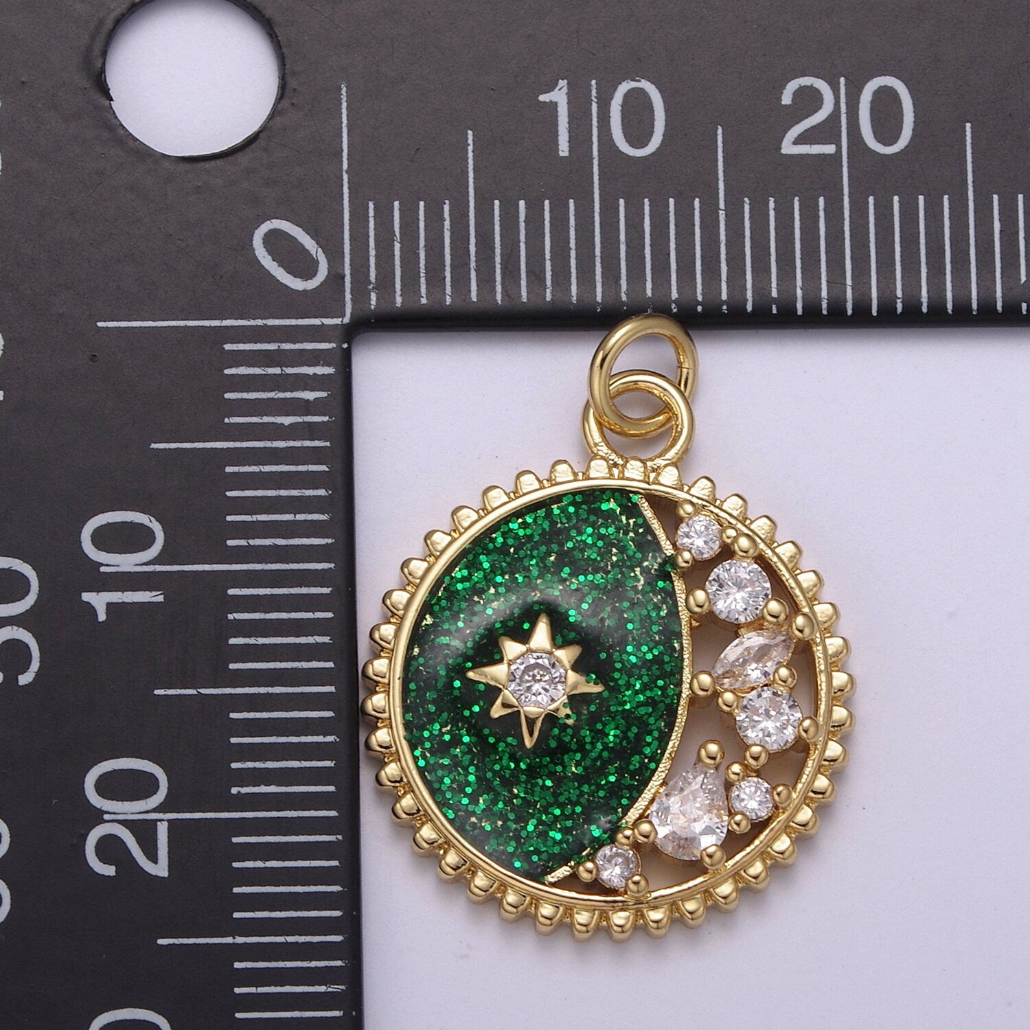 Enamel Celestial Jewelry Gold Crescent Moon Charm double sides design Jewelry Making Supply 24K Gold Findings, N-211-N212
