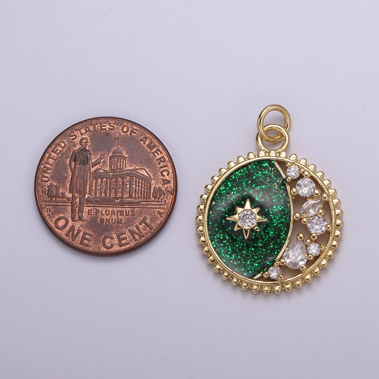 Enamel Celestial Jewelry Gold Crescent Moon Charm double sides design Jewelry Making Supply 24K Gold Findings, N-211-N212