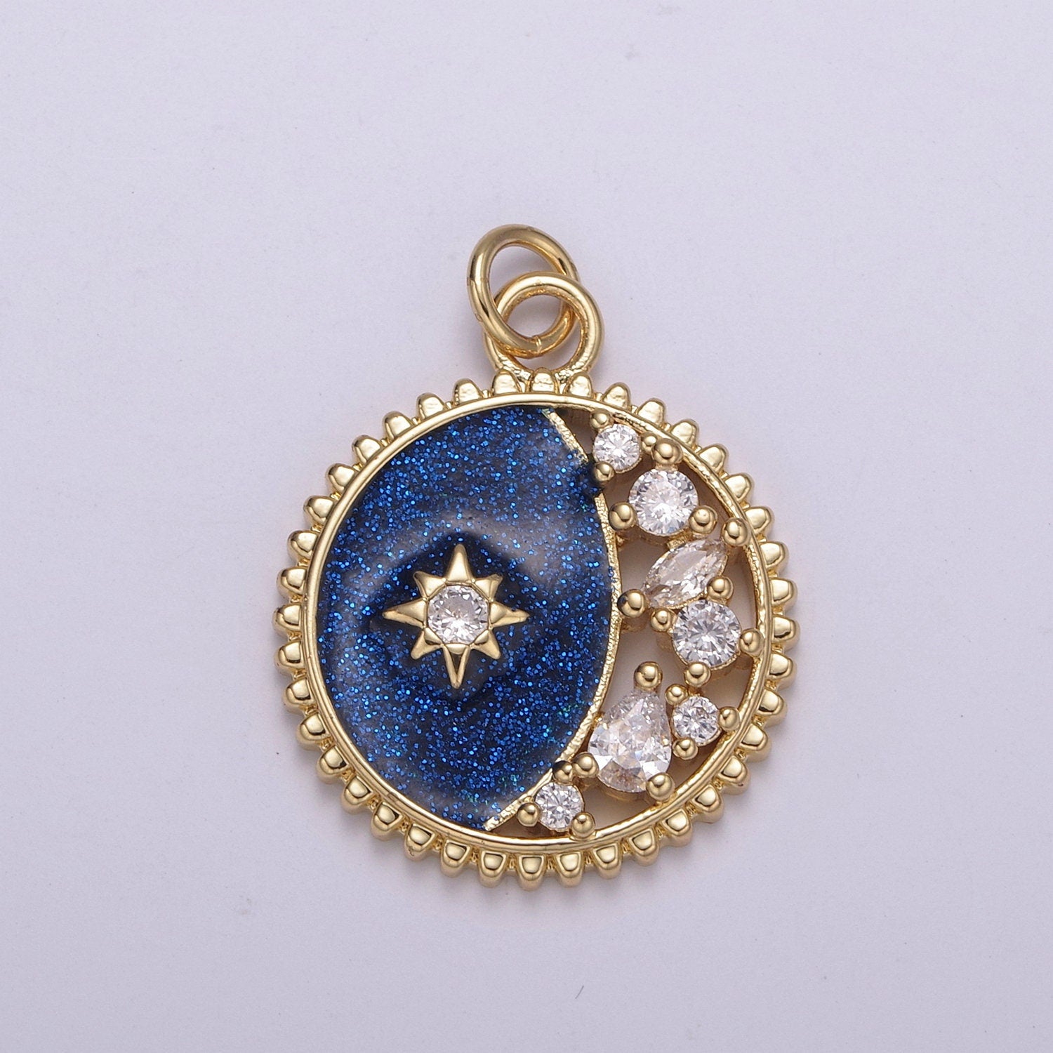 Enamel Celestial Jewelry Gold Crescent Moon Charm double sides design Jewelry Making Supply 24K Gold Findings, N-211-N212