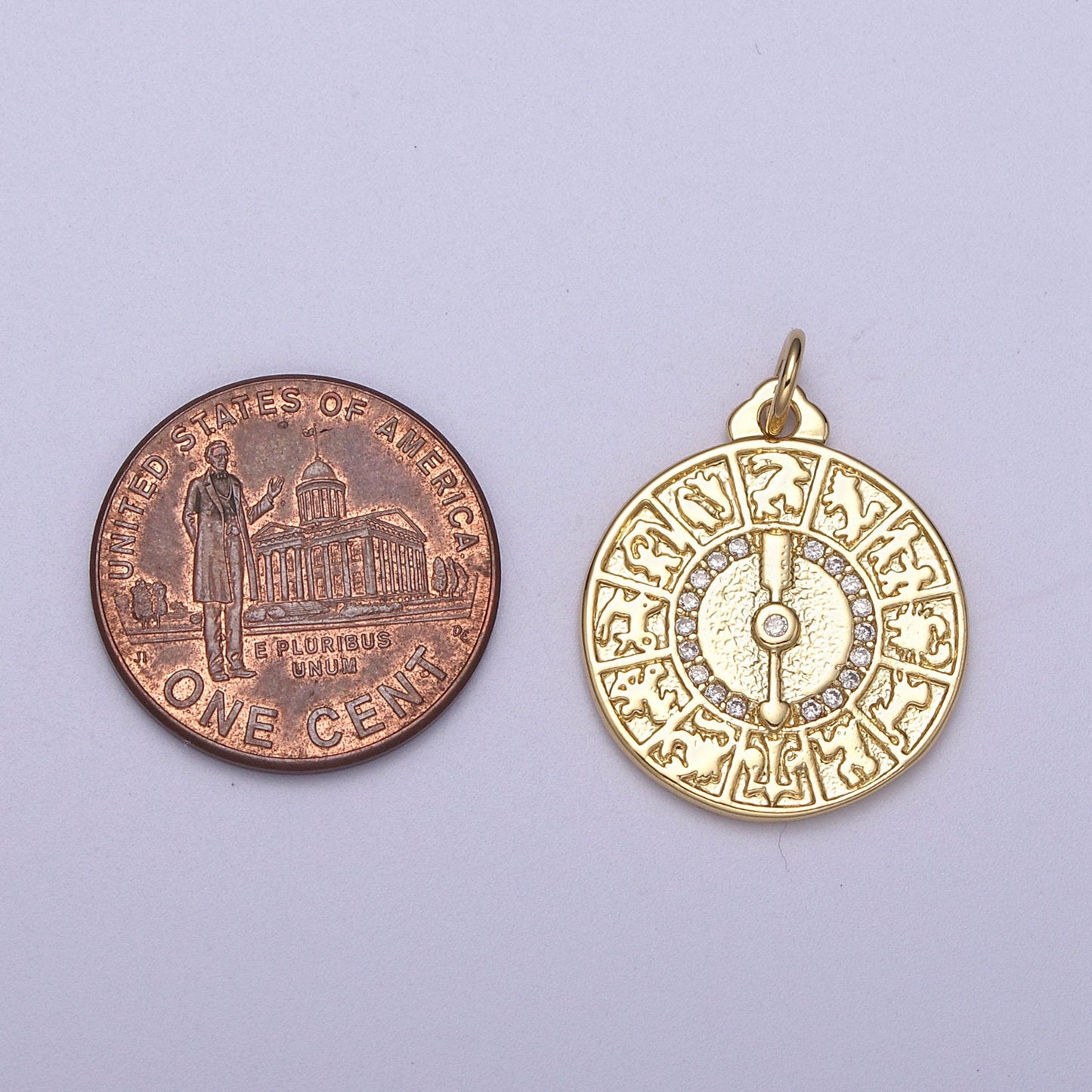 Dainty Zodiac Coin Medallion Charm for Bracelet Necklace Earring Supply N-311