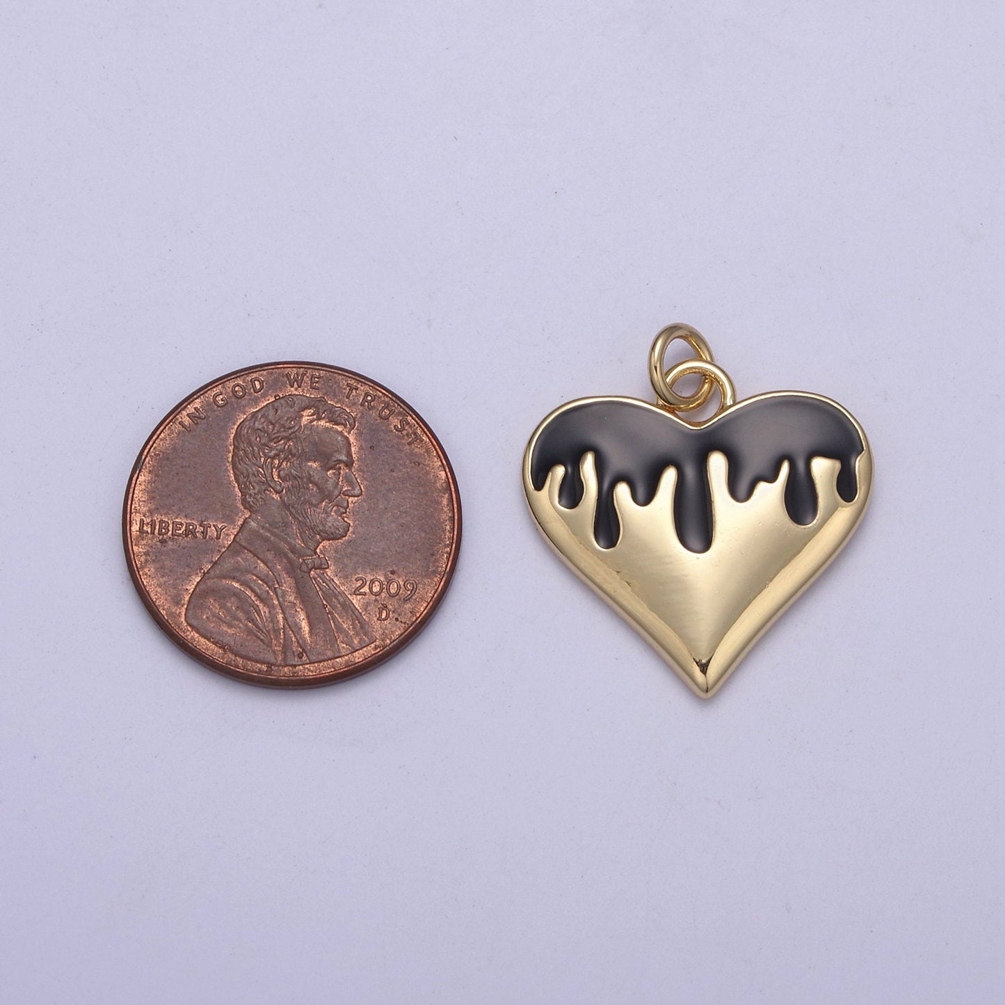 14k Gold Filled Broken Heart Charm Dripping Blood Red Black White Enamel Love for Valentine Jewelry Making N-348