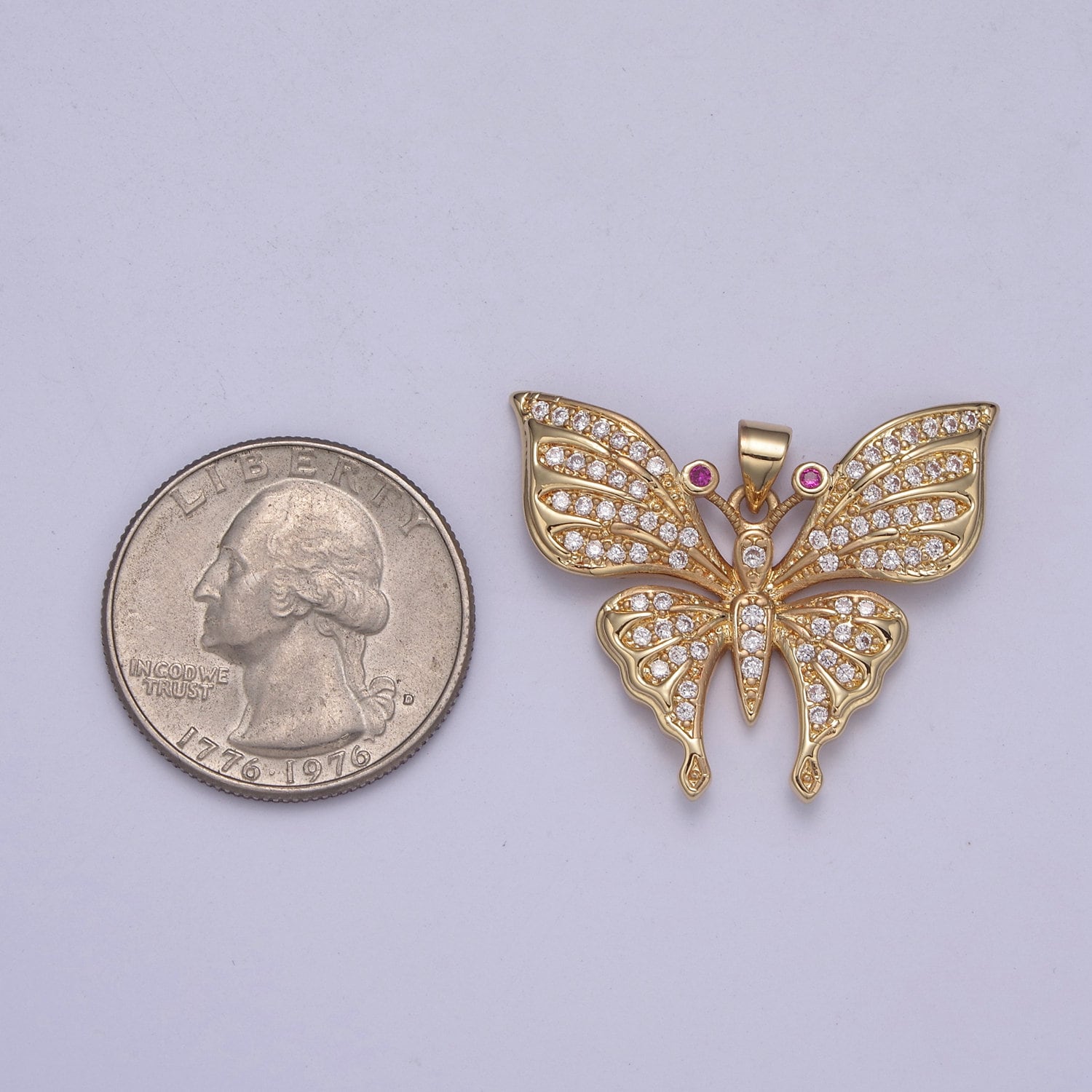 Micro pave Cubic Zirconia Gold Filled Butterfly Charm Mariposa Butterfly Pendant DIY Jewelry Accessories H-504