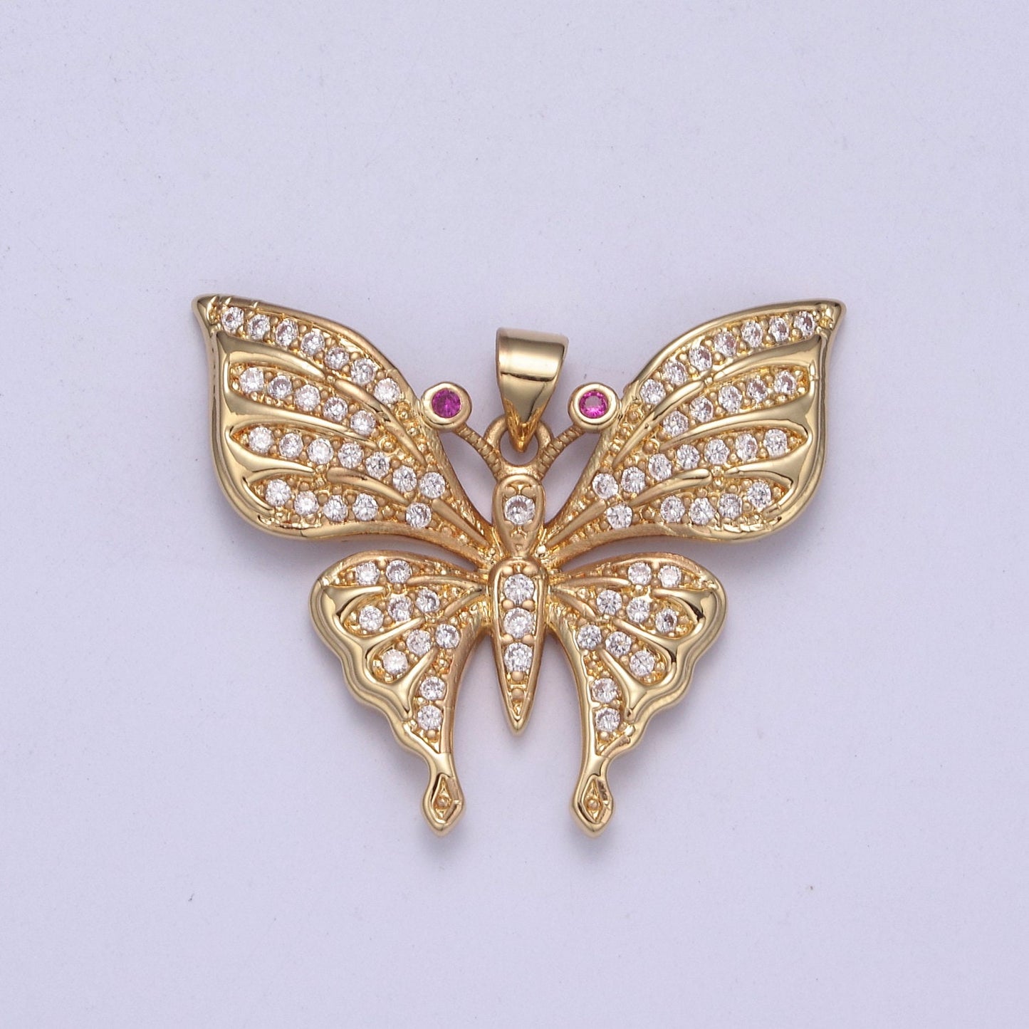 Micro pave Cubic Zirconia Gold Filled Butterfly Charm Mariposa Butterfly Pendant DIY Jewelry Accessories H-504