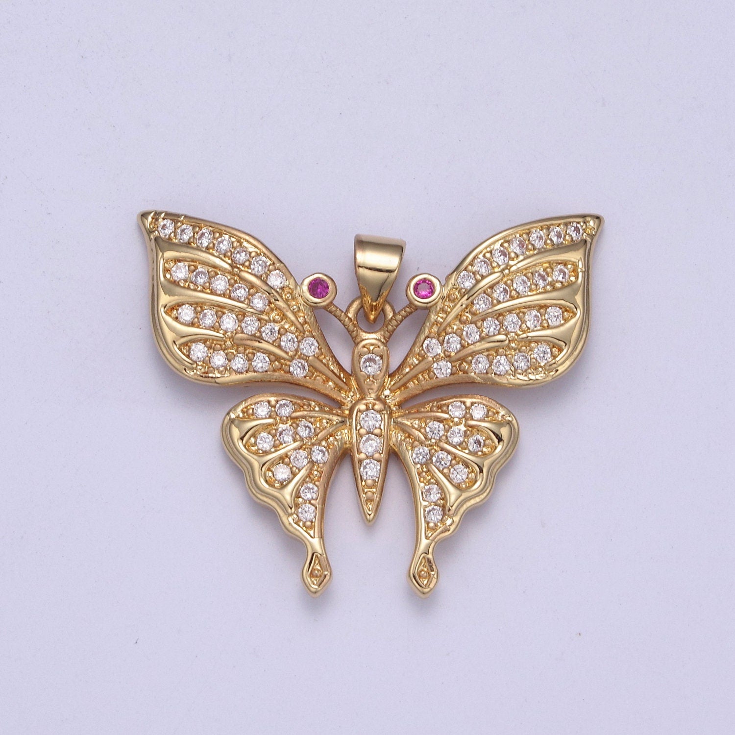 Micro pave Cubic Zirconia Gold Filled Butterfly Charm Mariposa Butterfly Pendant DIY Jewelry Accessories H-504