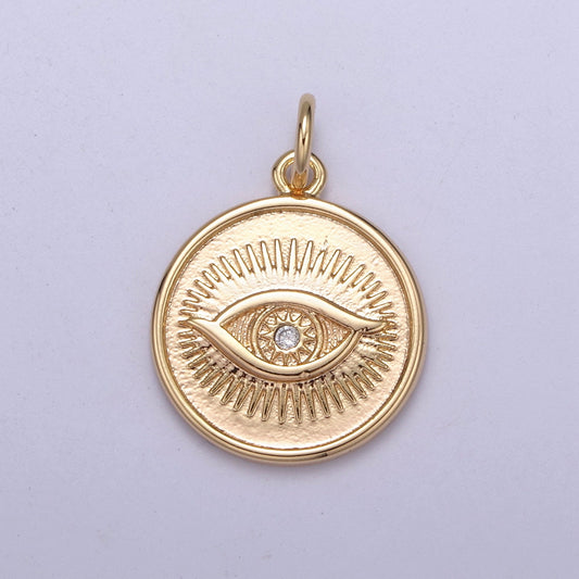 Gold Filled Eye Charm, Mystic Eye Pendant Amulet Evil Eye Charm, Occult Symbol, Third Eye, Lucky Evil Eye Pendant N-412
