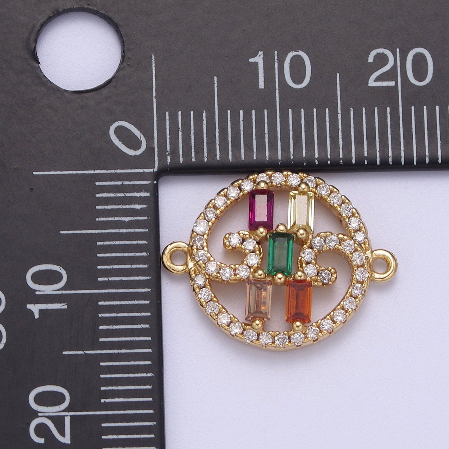 Dainty Colorful Baguette Cz Charm Connector for Bracelet Supply F-210