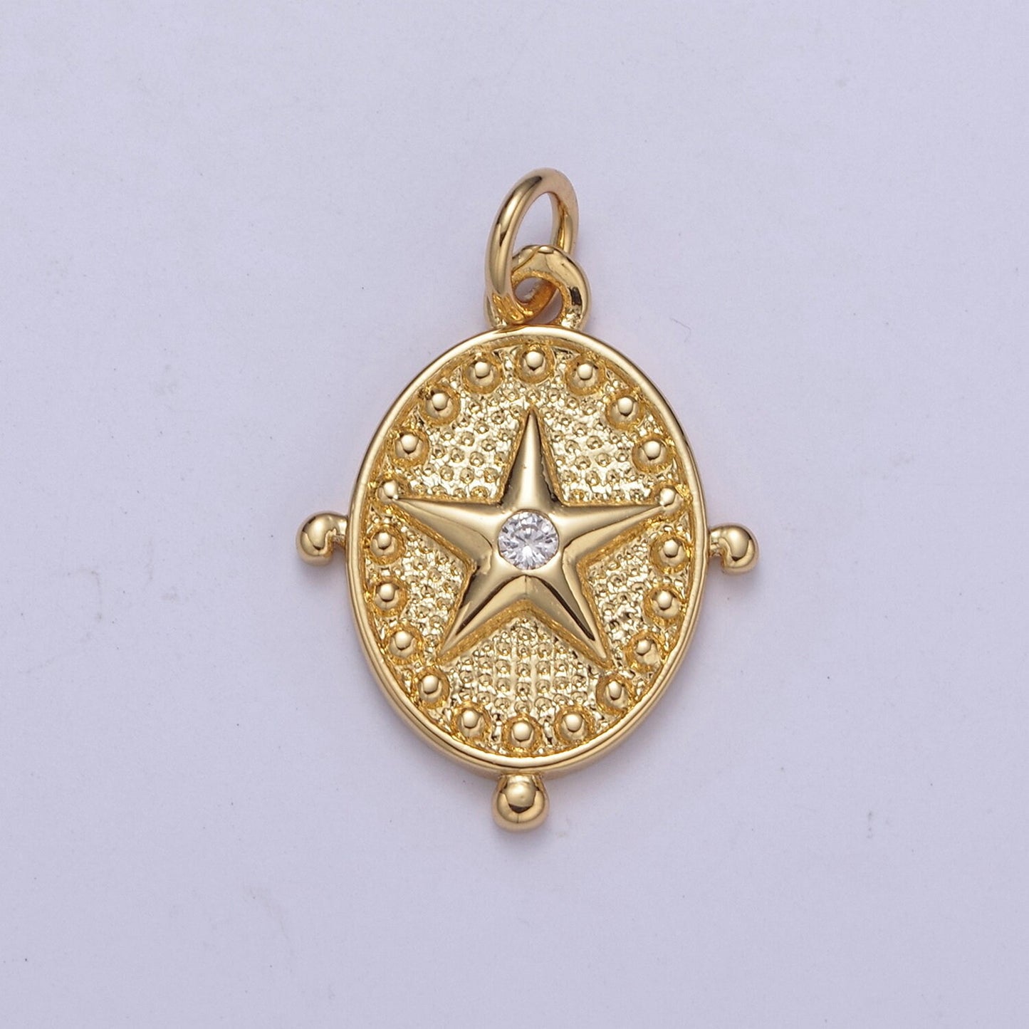 Mini Gold Star Charm Oval Small Medallion add on charm Celestial Jewelry C579