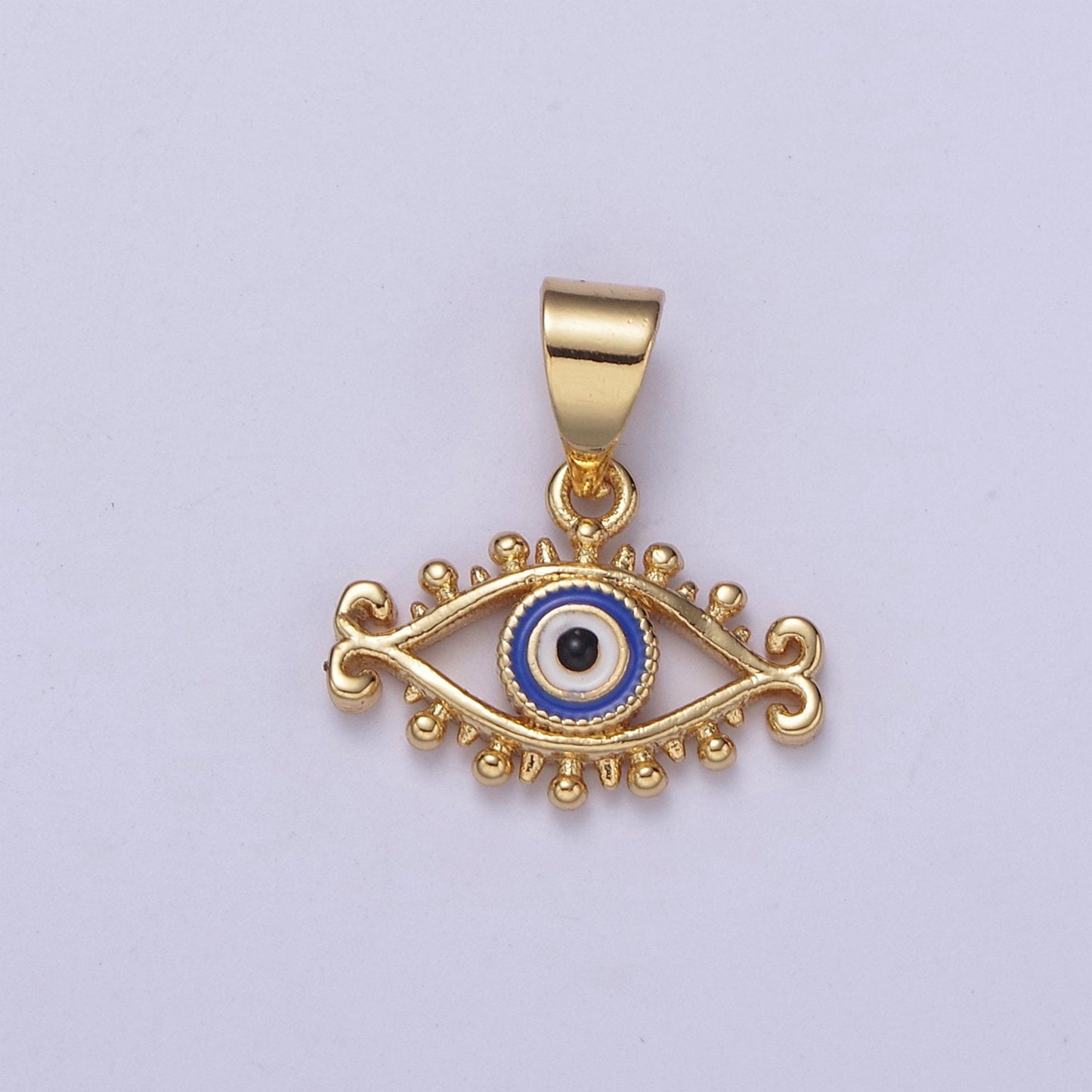 Dainty Blue Evil Eye Pendant Red Enamel Eye Charm H-366