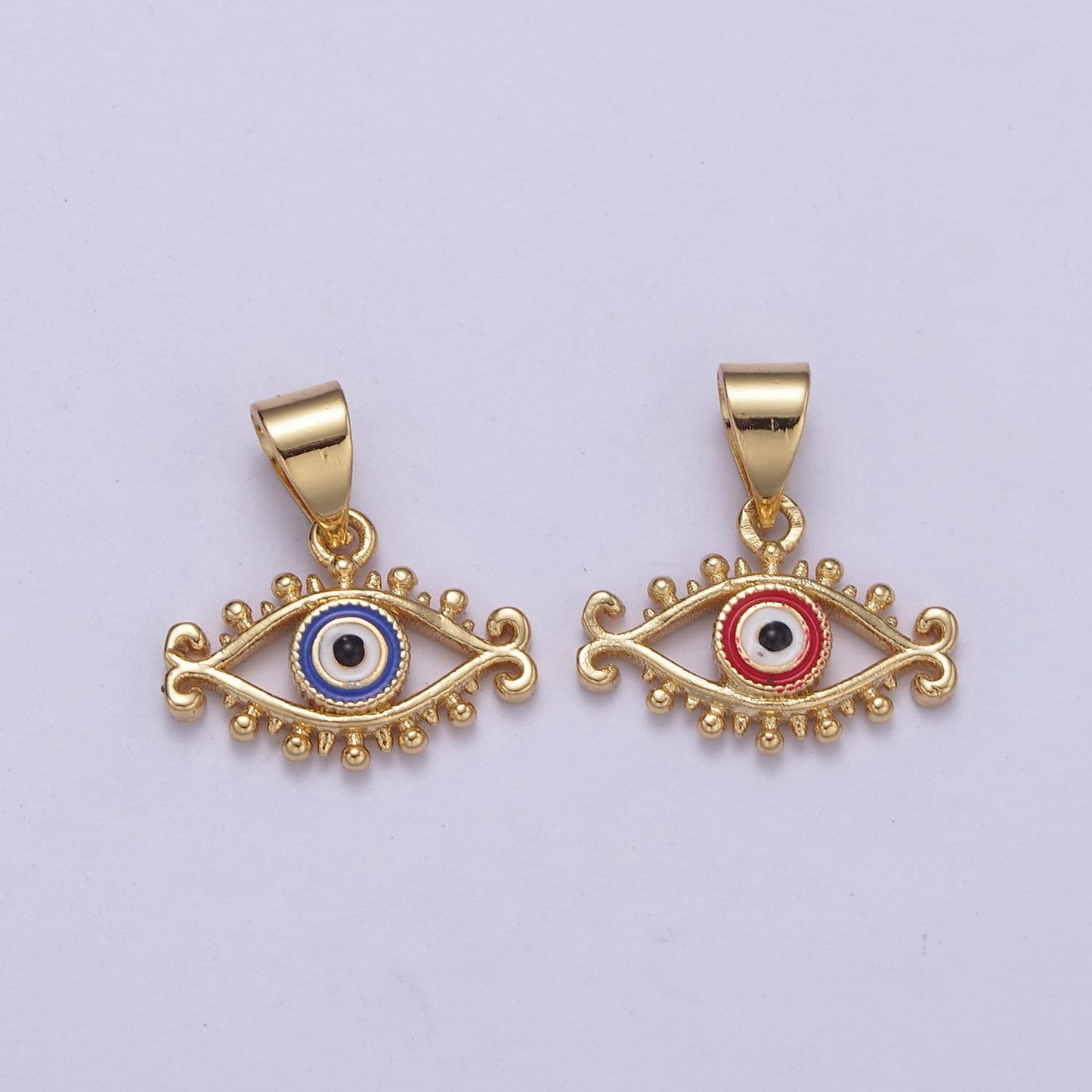 Dainty Blue Evil Eye Pendant Red Enamel Eye Charm H-366