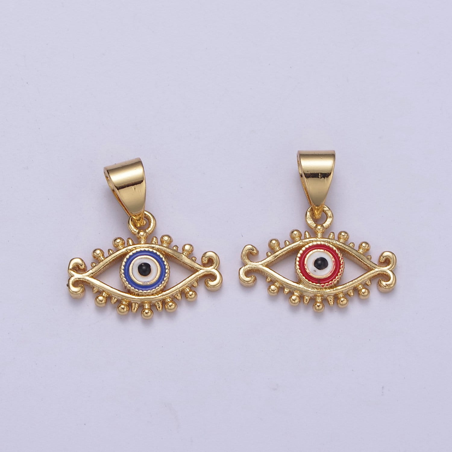 Dainty Blue Evil Eye Pendant Red Enamel Eye Charm H-366