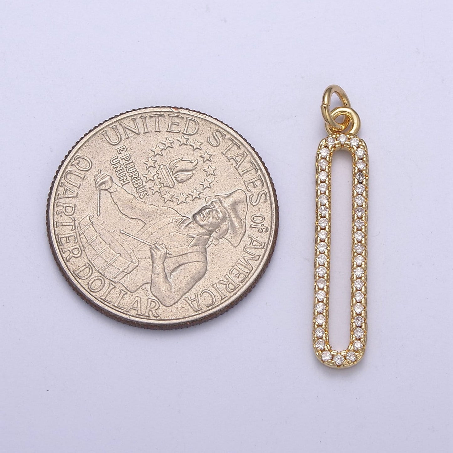 Dangle Long CZ Bar Pendant 24K Gold Filled Bar Pendant C637
