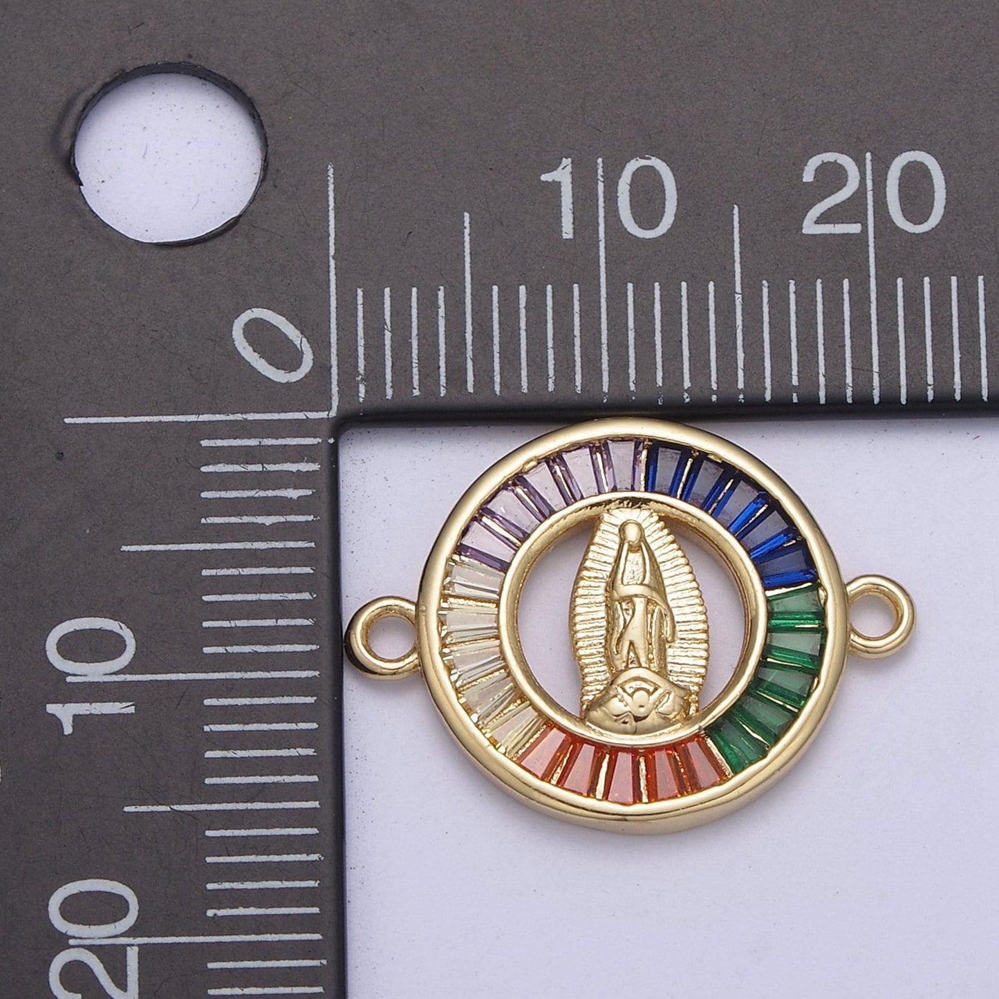 Cubic Multi Color Gold Lady Guadalupe Charm Connector for Bracelet Making Supply F-180