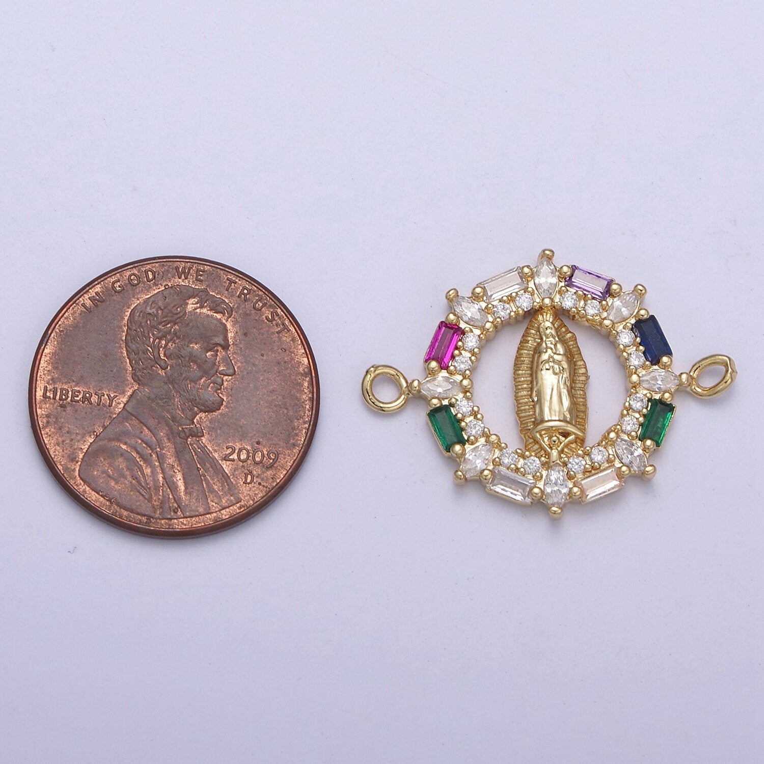 Virgin of Guadalupe Virgin Mary Charm Connector for bracelet, religious jewelry supply F-172