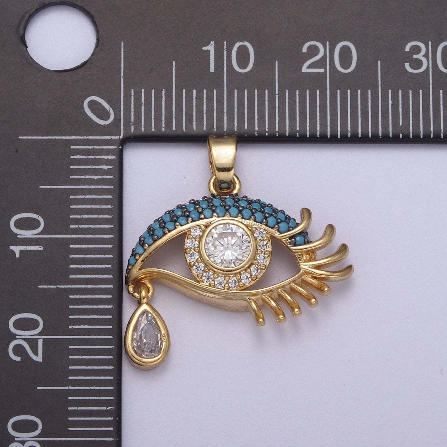 Teal Gold Filed Evil Eye Protection Amulet Pendants I-710