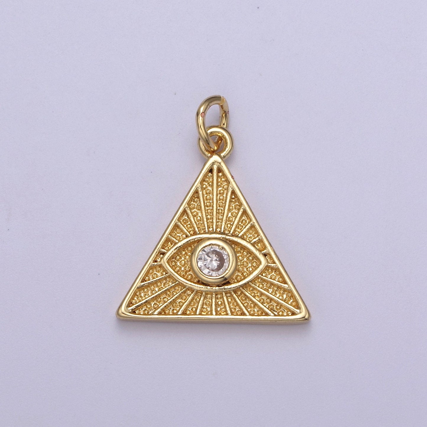 14K Gold Filled Cubic Illuminati Eye Charm Pendant in Triangle Medallion Charm for Bracelet Necklace Earring Supply N-391 / N-392 / N-393