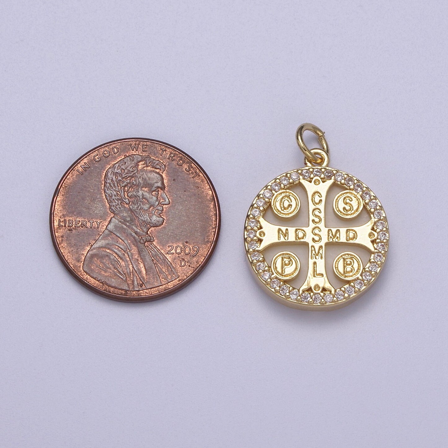 14k Gold Filled Saint Benedict Cross Pendant For Protection Wholesale Charm Jewelry Making Supply C-411