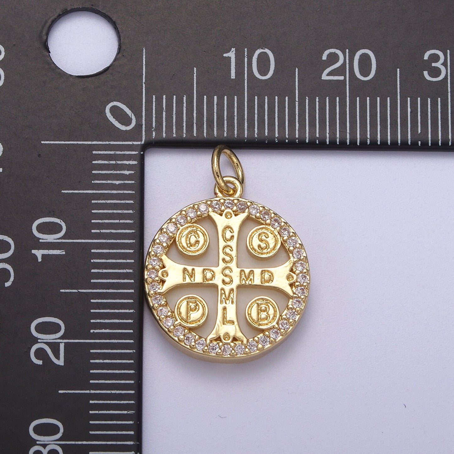 14k Gold Filled Saint Benedict Cross Pendant For Protection Wholesale Charm Jewelry Making Supply C-411