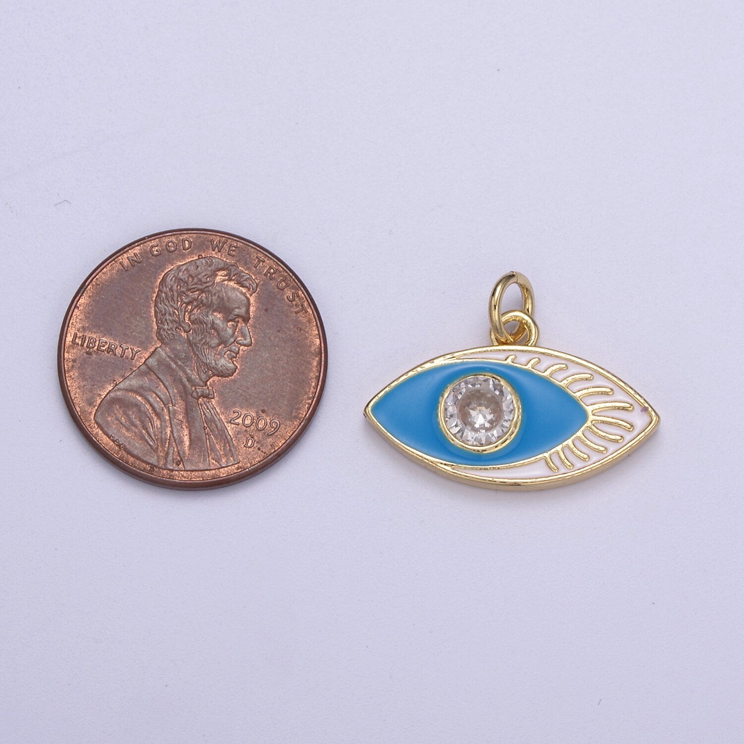 14K Gold Filled Enamel Evil Eye Pendant, Evil Eye Charm, Enamel Charm, Micro-pavé CZ Eye Necklace, DIY Jewelry Accessory N267-N270