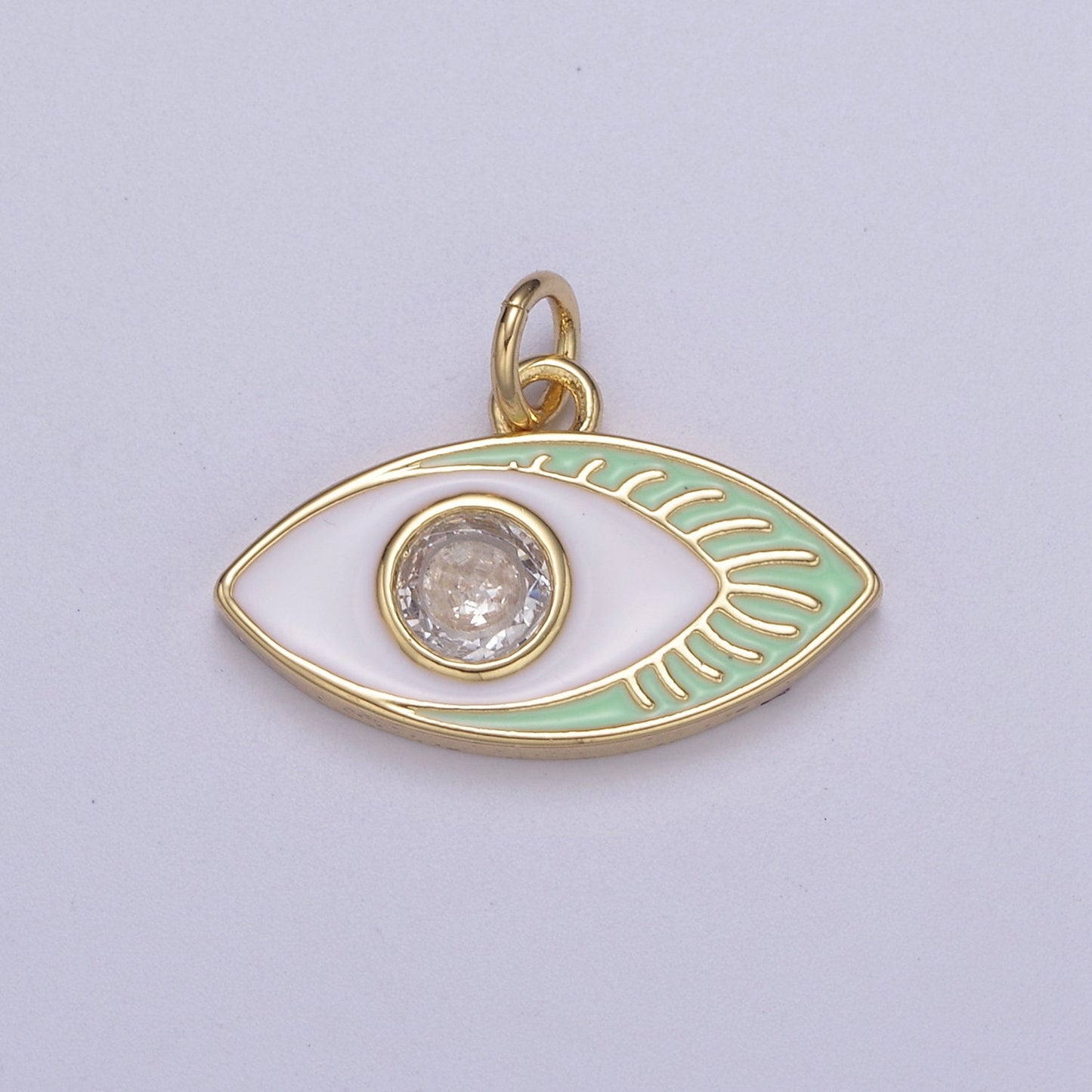 14K Gold Filled Enamel Evil Eye Pendant, Evil Eye Charm, Enamel Charm, Micro-pavé CZ Eye Necklace, DIY Jewelry Accessory N267-N270
