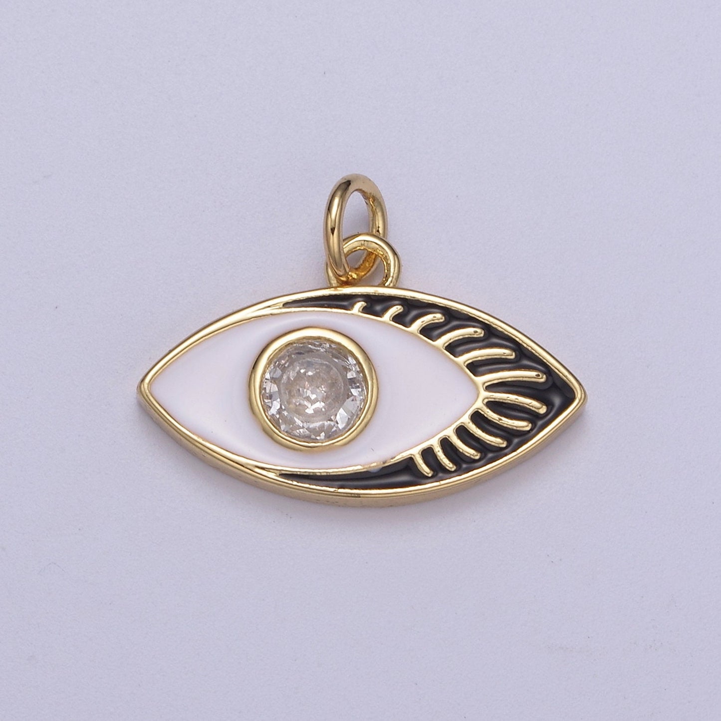 14K Gold Filled Enamel Evil Eye Pendant, Evil Eye Charm, Enamel Charm, Micro-pavé CZ Eye Necklace, DIY Jewelry Accessory N267-N270