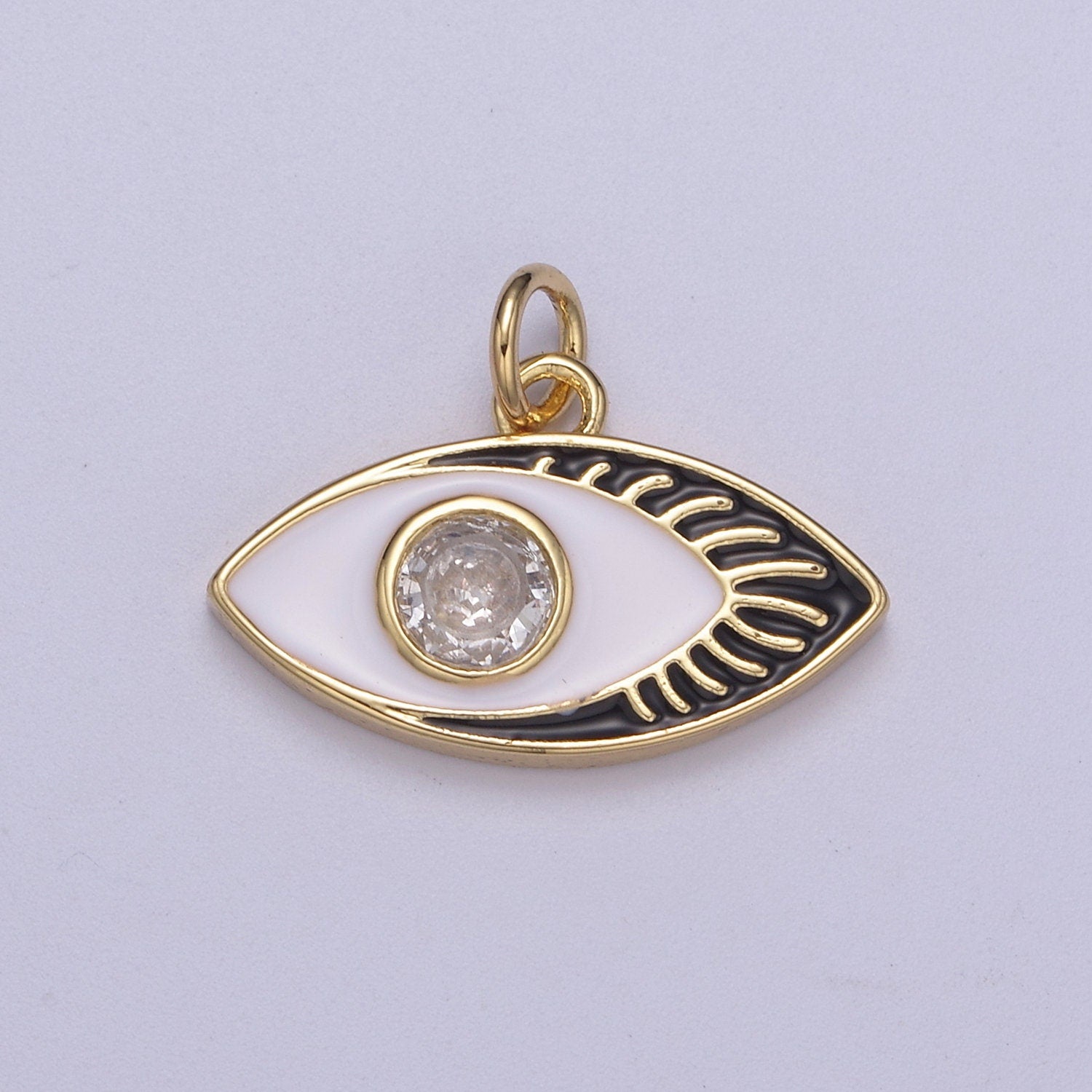 14K Gold Filled Enamel Evil Eye Pendant, Evil Eye Charm, Enamel Charm, Micro-pavé CZ Eye Necklace, DIY Jewelry Accessory N267-N270