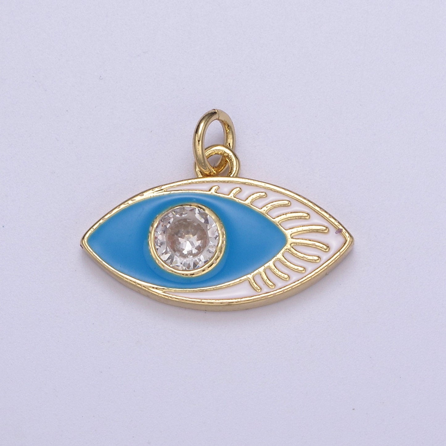 14K Gold Filled Enamel Evil Eye Pendant, Evil Eye Charm, Enamel Charm, Micro-pavé CZ Eye Necklace, DIY Jewelry Accessory N267-N270