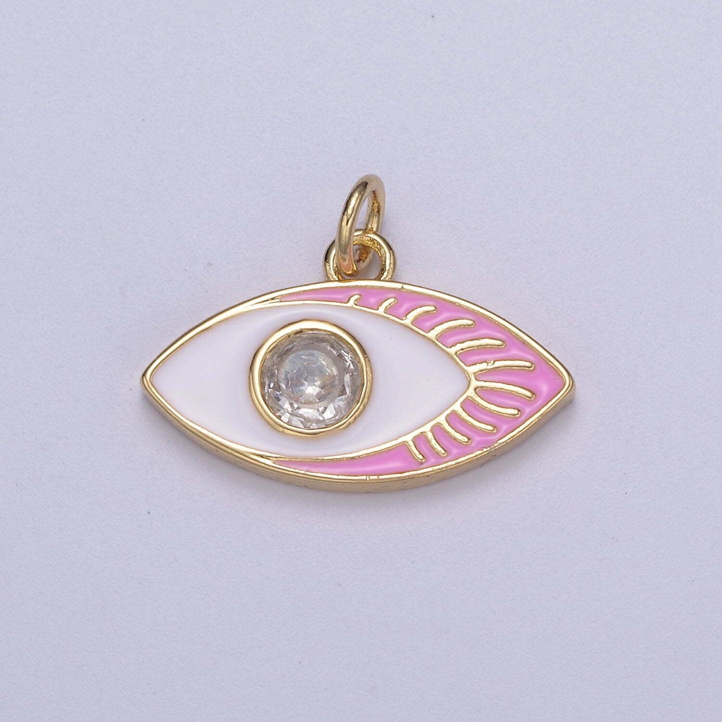 14K Gold Filled Enamel Evil Eye Pendant, Evil Eye Charm, Enamel Charm, Micro-pavé CZ Eye Necklace, DIY Jewelry Accessory N267-N270