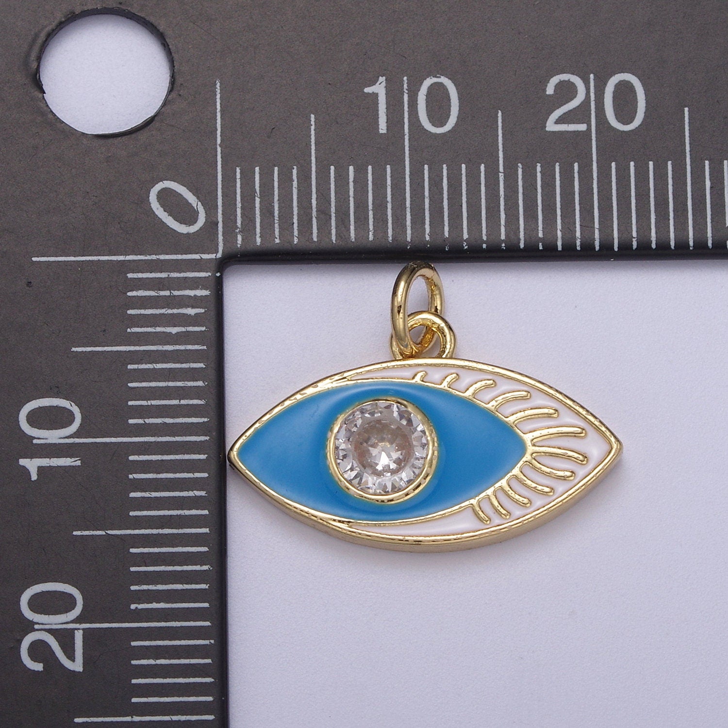 14K Gold Filled Enamel Evil Eye Pendant, Evil Eye Charm, Enamel Charm, Micro-pavé CZ Eye Necklace, DIY Jewelry Accessory N267-N270