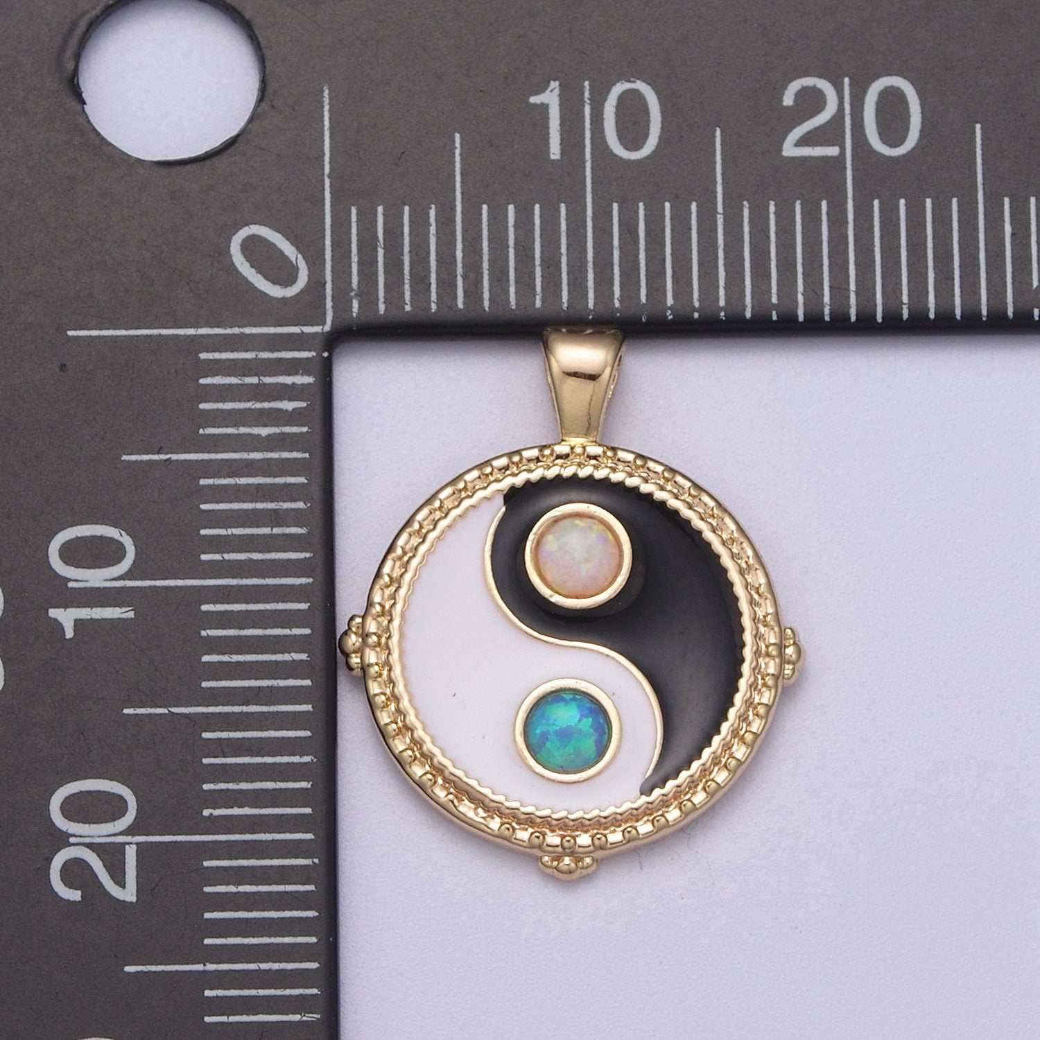 Dainty Opal Yin Yang Pendant 14k Gold Filled YinYang Charm Yoga Relationship Couple Y2K Jewelry H-342