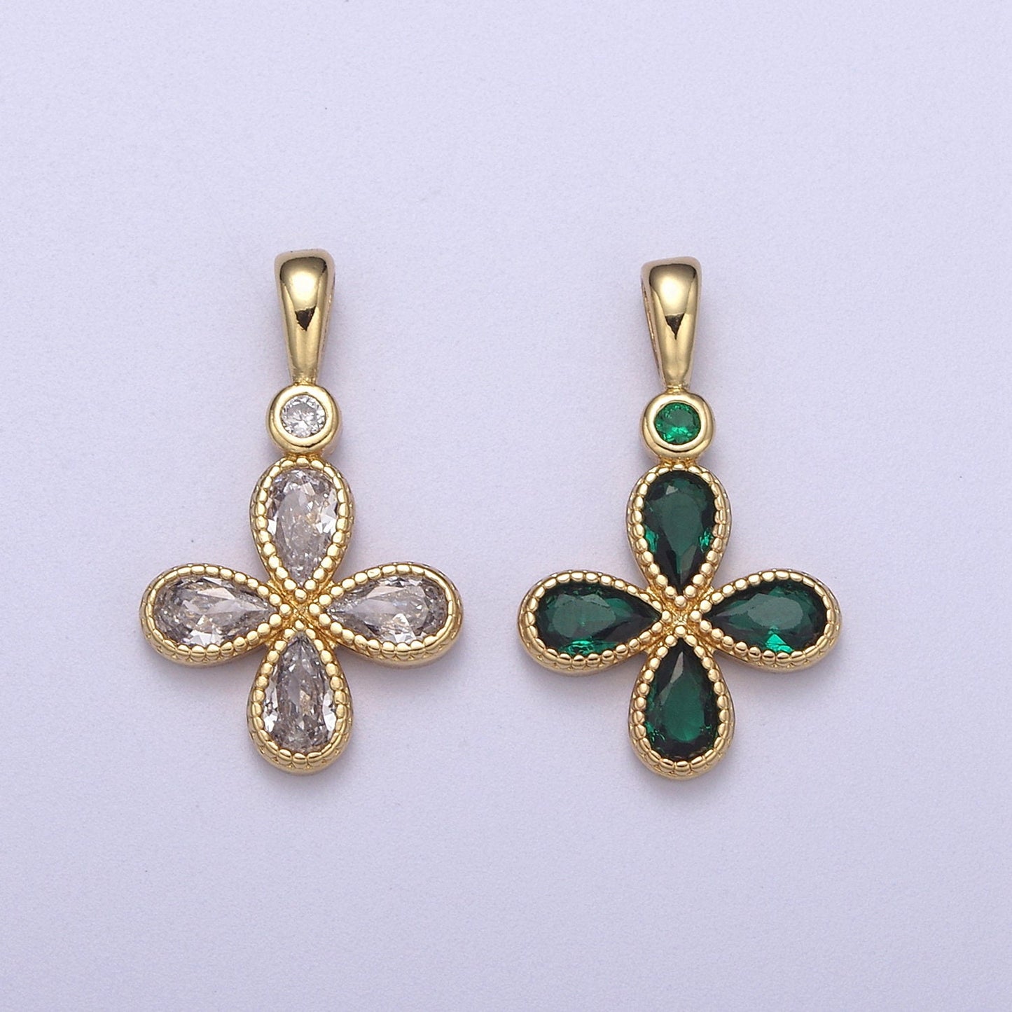 Four Leaf Clover Gold Filled lucky charm pendant necklace good luck charm H-131 / H-135