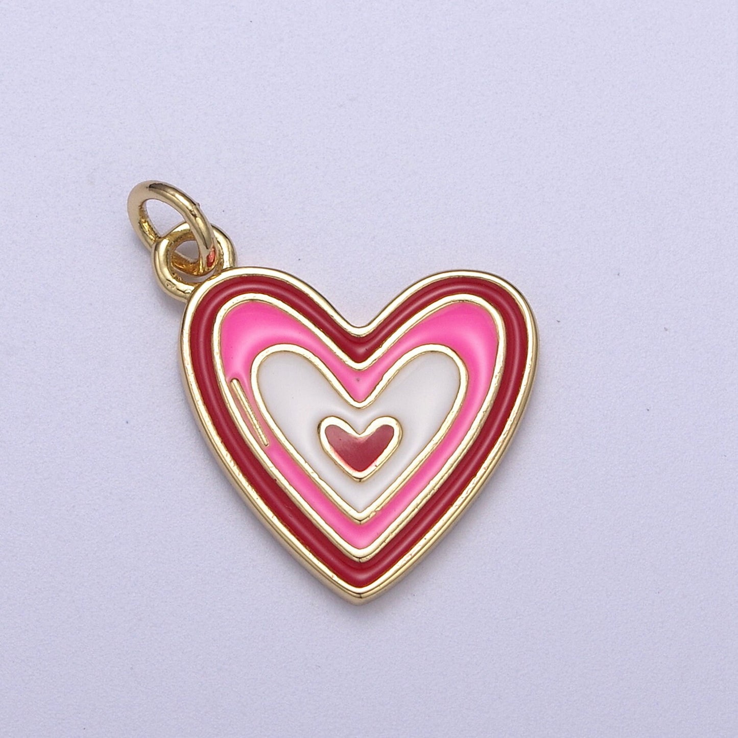 14k Gold Filled Pink Enamel Layer Heart Charm Add on Pendant Colorful Love Jewelry for Valentine Day N-304 / N-305
