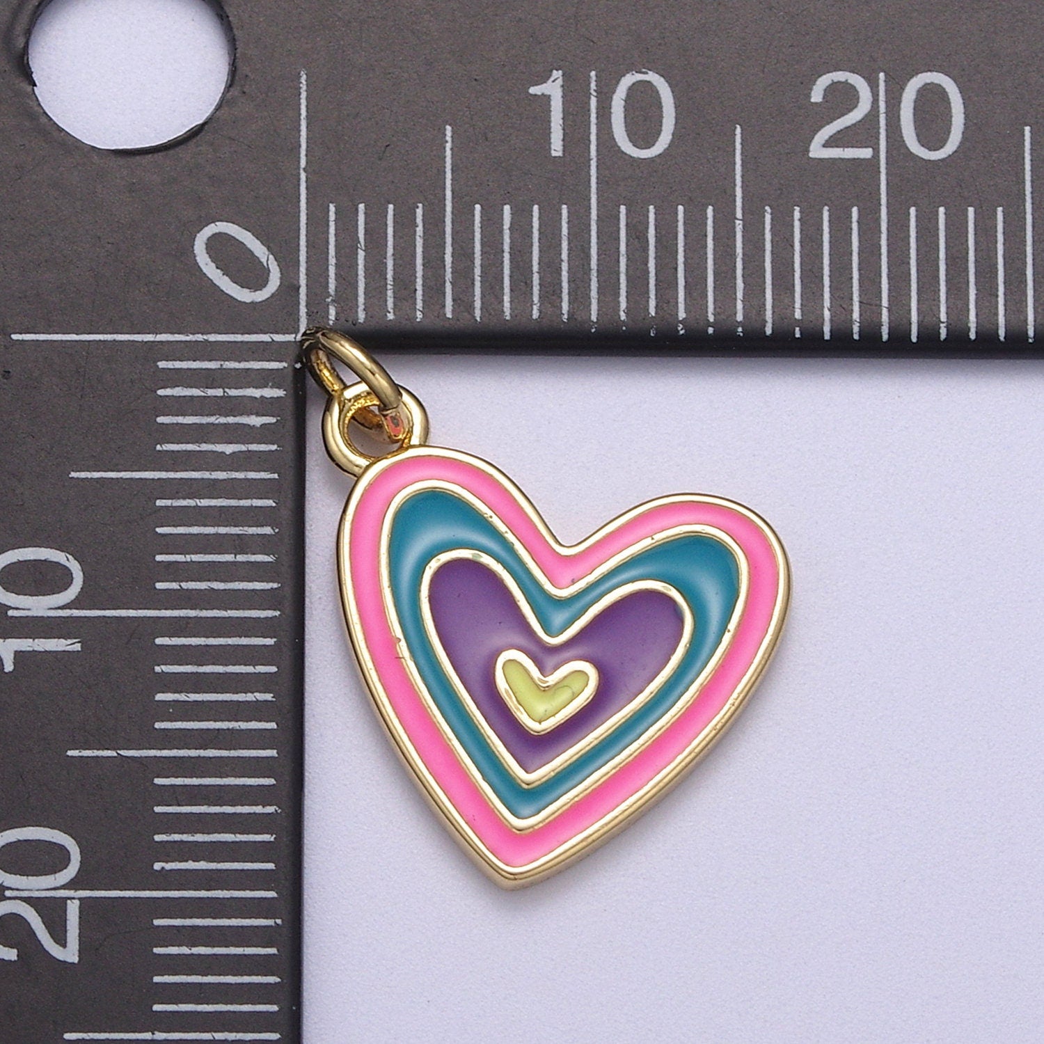 14k Gold Filled Pink Enamel Layer Heart Charm Add on Pendant Colorful Love Jewelry for Valentine Day N-304 / N-305