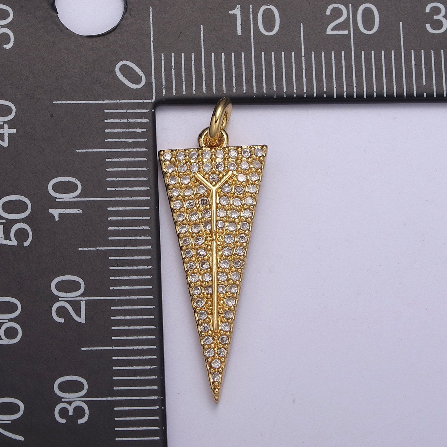 Arrowheads Charm Gold Cubic Arrow Pendant Black Triangle Men Pendant, Geometric N-322 / N-323