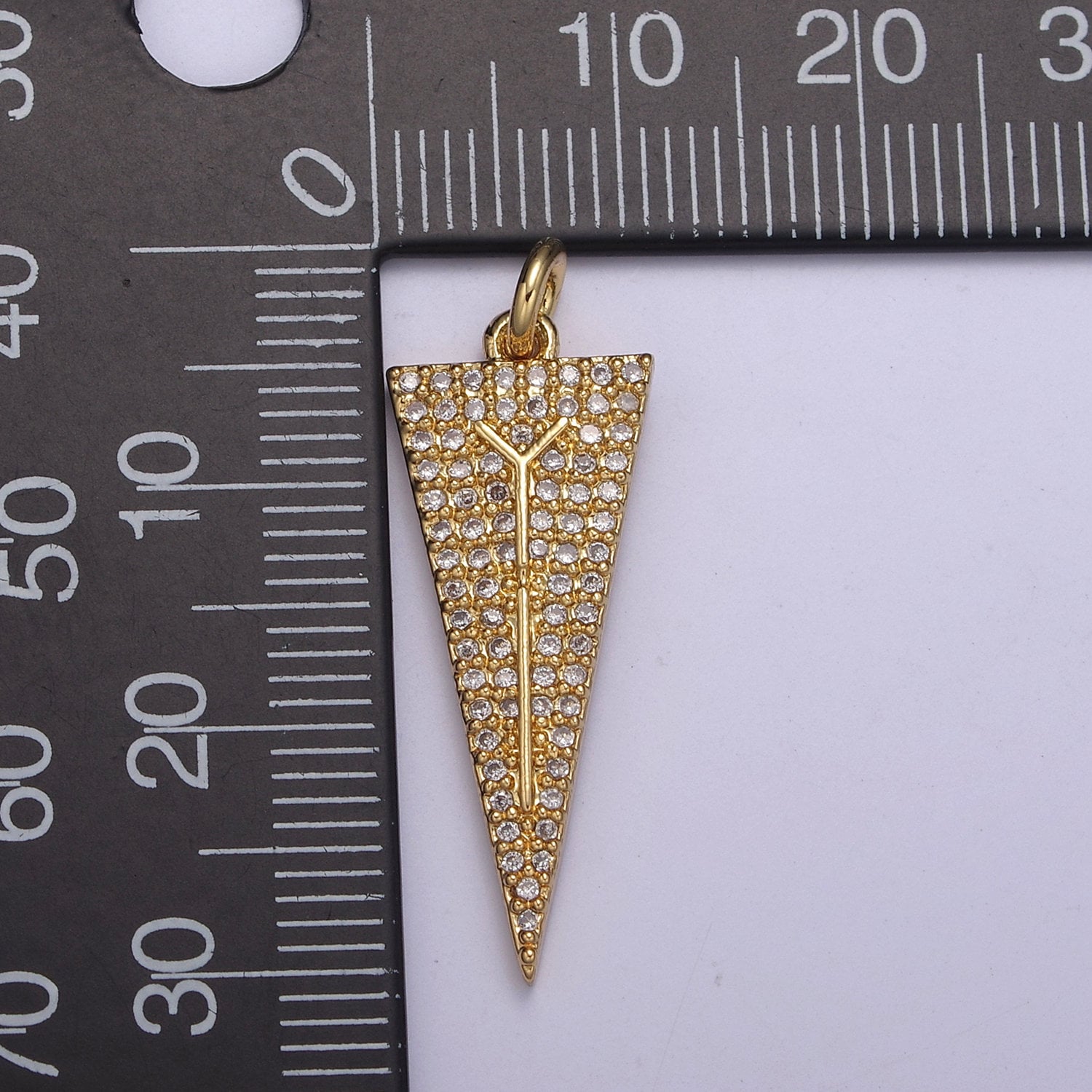 Arrowheads Charm Gold Cubic Arrow Pendant Black Triangle Men Pendant, Geometric N-322 / N-323