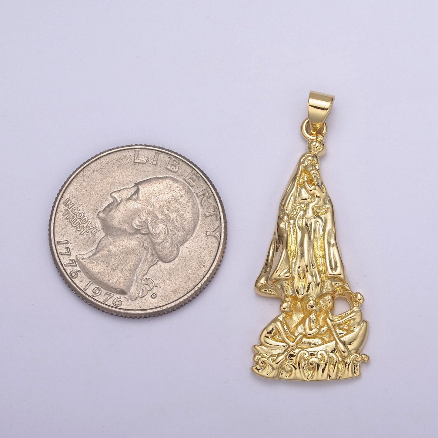 24K Gold Fill Miraculous Lady Mother Mary Pendant Charm Religious Catholic Pendant For Baptism Gift, For DIY Jewelry Making Findings