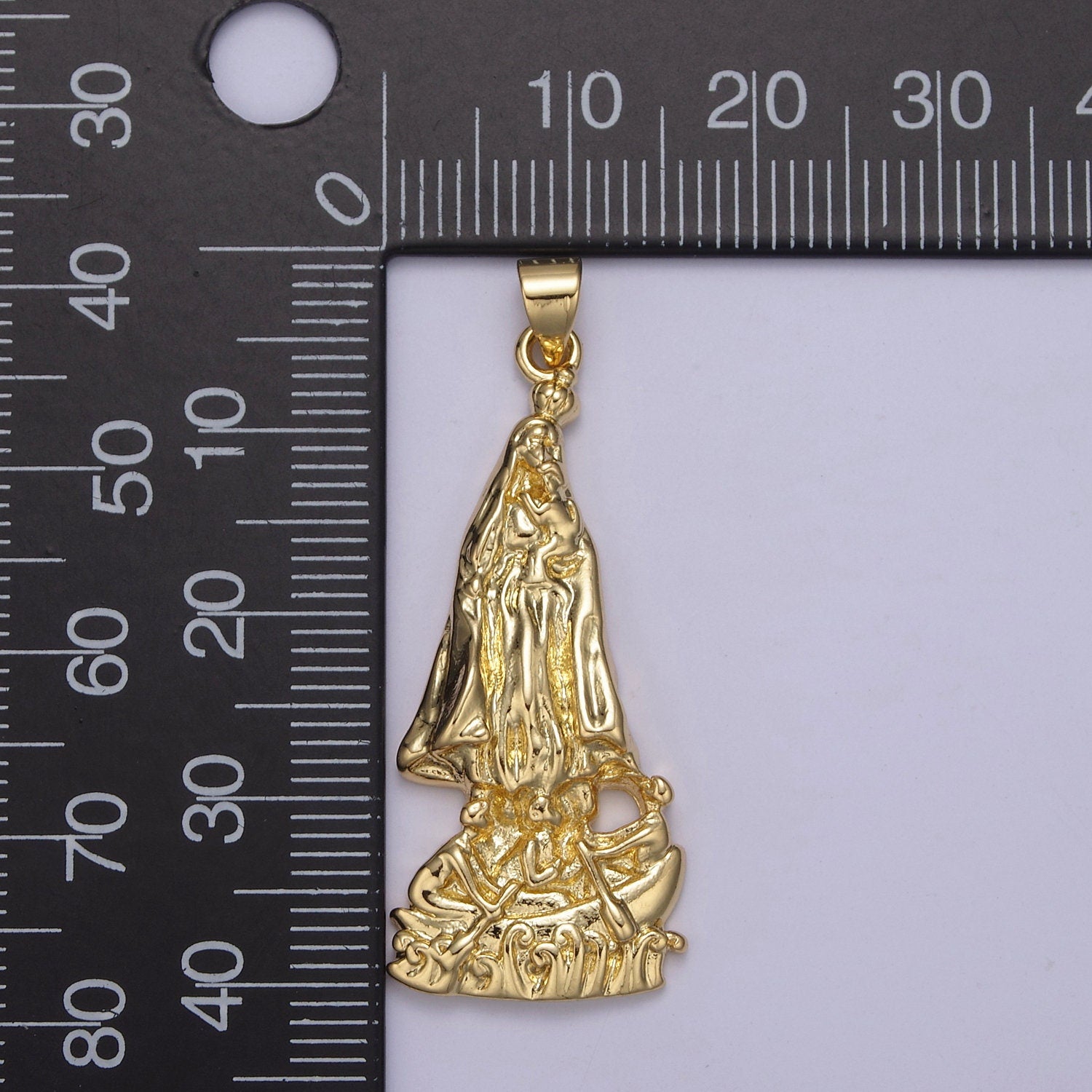 24K Gold Fill Miraculous Lady Mother Mary Pendant Charm Religious Catholic Pendant For Baptism Gift, For DIY Jewelry Making Findings