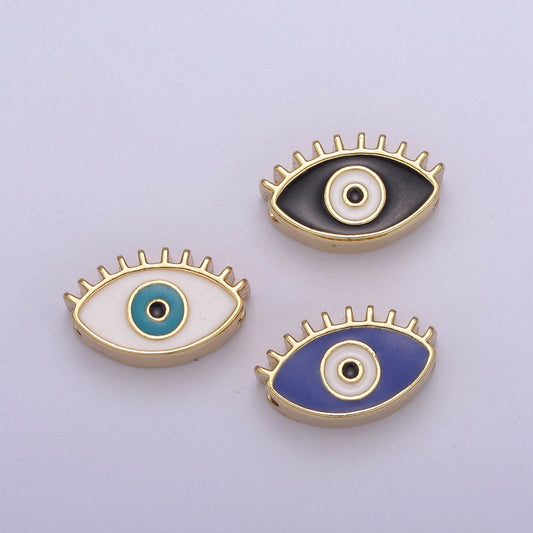 13.7X8.5mm Black Blue White Evil Eye Enamel Bead, 14K Gold Bead for Bracelet Necklace Supply Large Hole Beads B-755, B-756, B-759