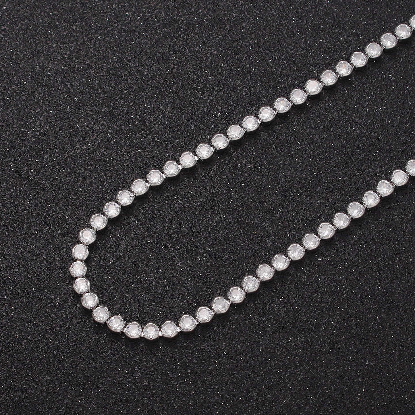Round Cubic Zirconia Tennis Necklace , Diamond Necklace , 14K Gold Filled Tennis Adjustable Necklace, Gift for her WA-600