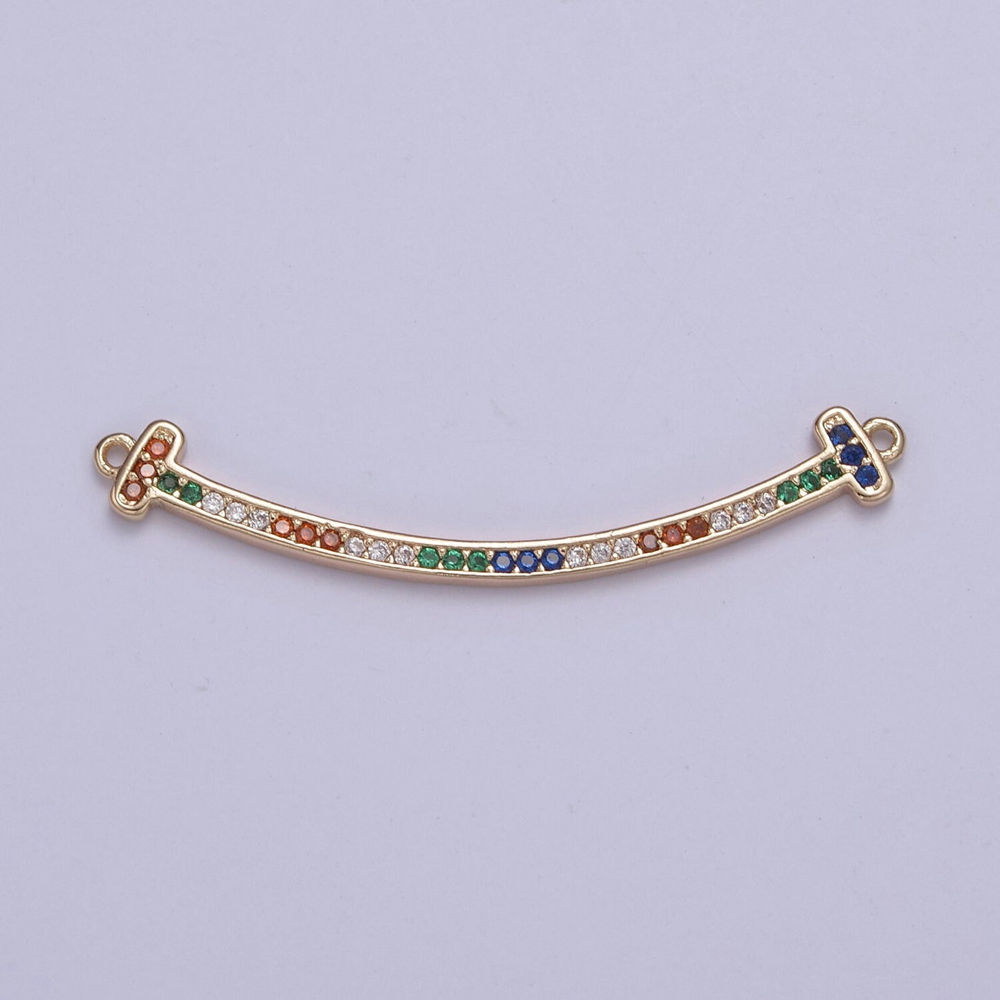CZ Curved Pendant Bent Bar Connector 16k Gold Filled Multi Color CZ Curved Link Bar Connector Y-428