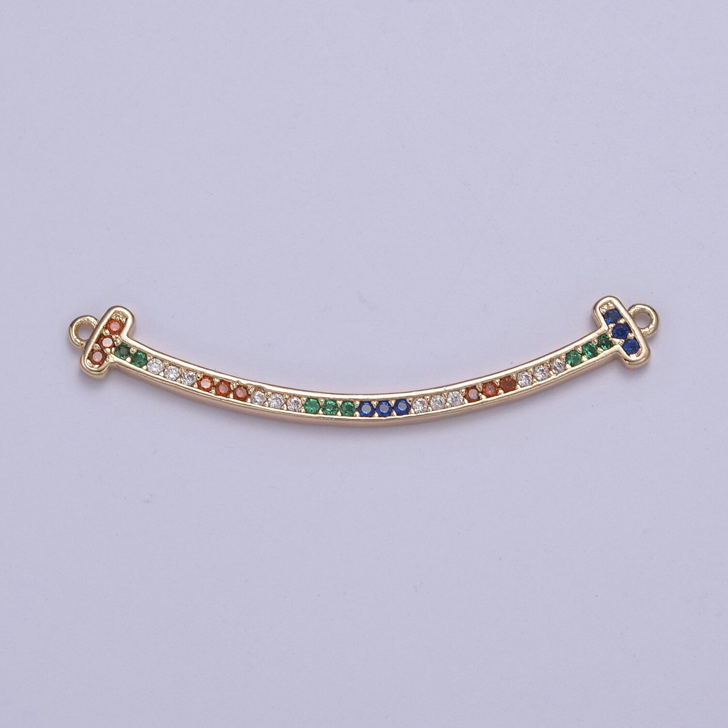CZ Curved Pendant Bent Bar Connector 16k Gold Filled Multi Color CZ Curved Link Bar Connector Y-428