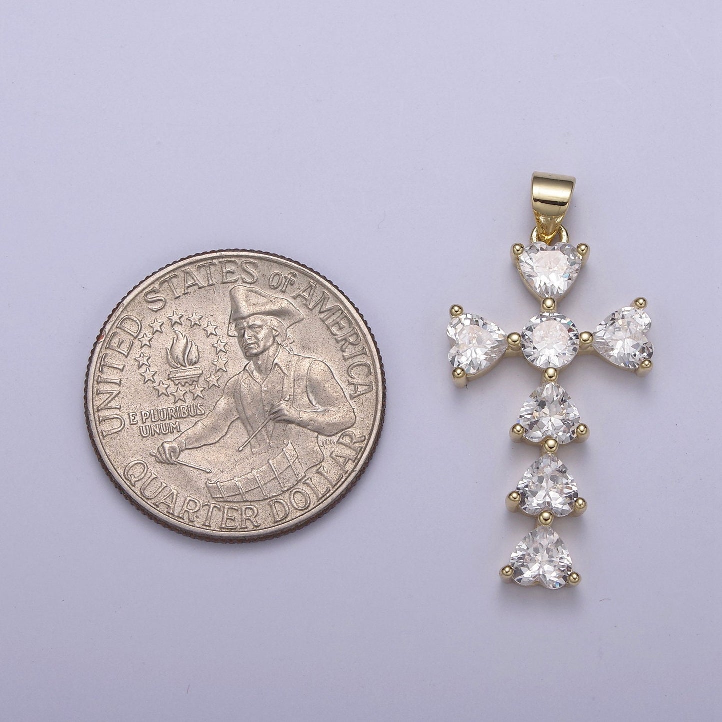 24K Gold Filled Religious Cross Pendant, Cubic Zirconia Catholic Christian Cross For Baptism Gift, Supply For Necklace DIY Making H-803