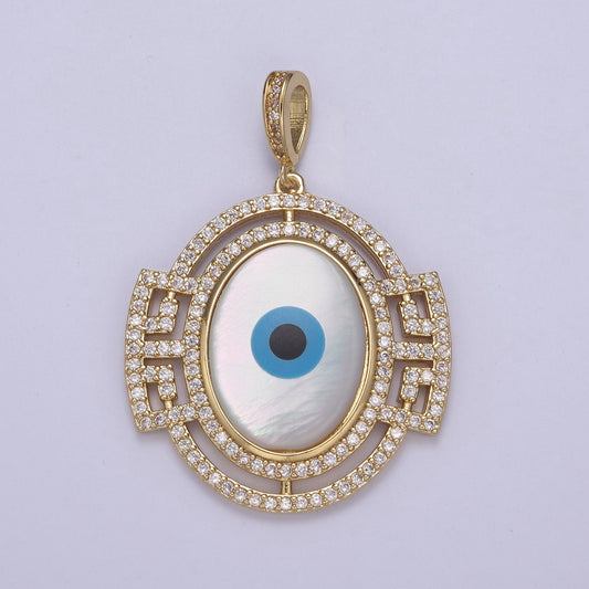 24K Gold Filled Evil Eye Pendant Encrusted with Cubic Zirconia CZ, Eye of Ra Charm Supply For Jewelry Necklace DIY Making H-829