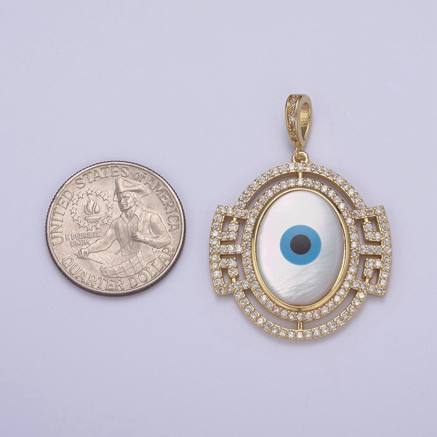 24K Gold Filled Evil Eye Pendant Encrusted with Cubic Zirconia CZ, Eye of Ra Charm Supply For Jewelry Necklace DIY Making H-829