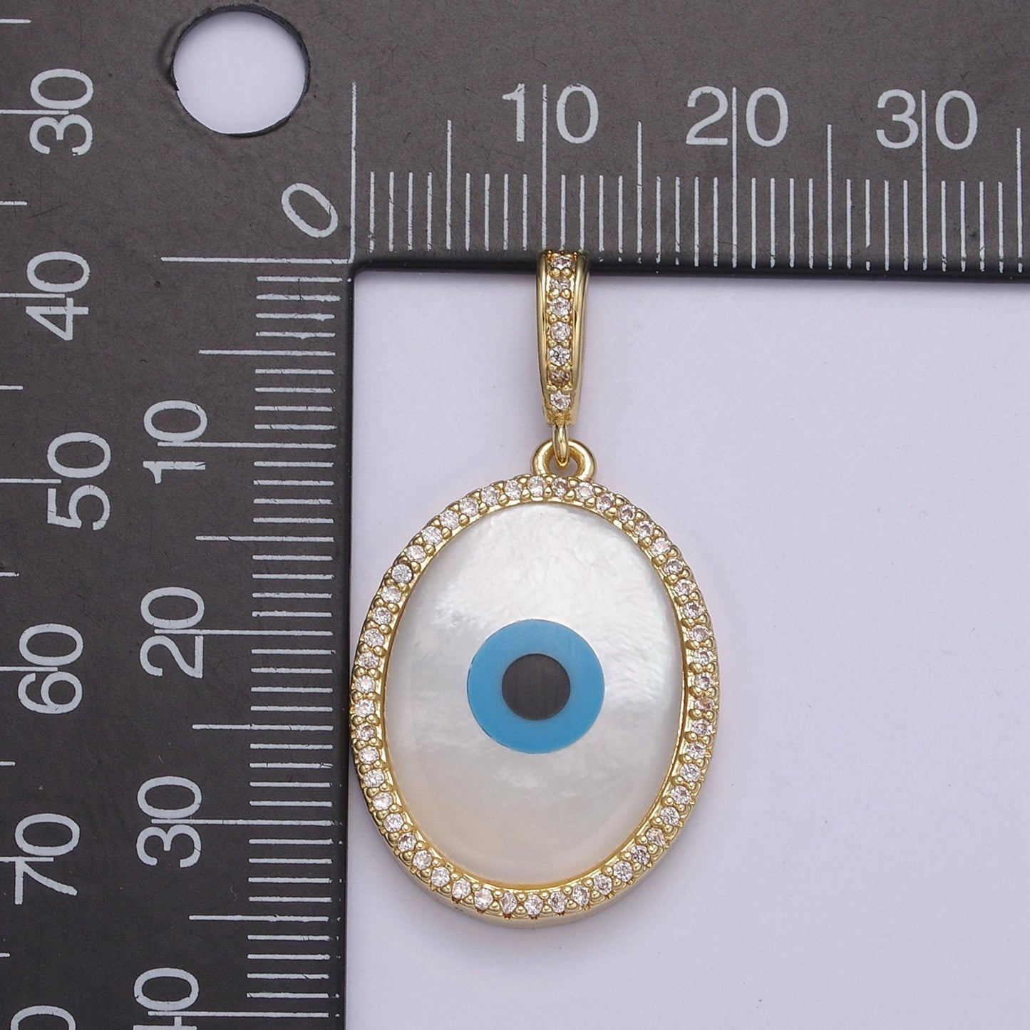 Cubic Zirconia Evil Eye Pendant, 24K Gold Filled Eye of Ra Charm Component For Jewelry Necklace DIY Making H-796