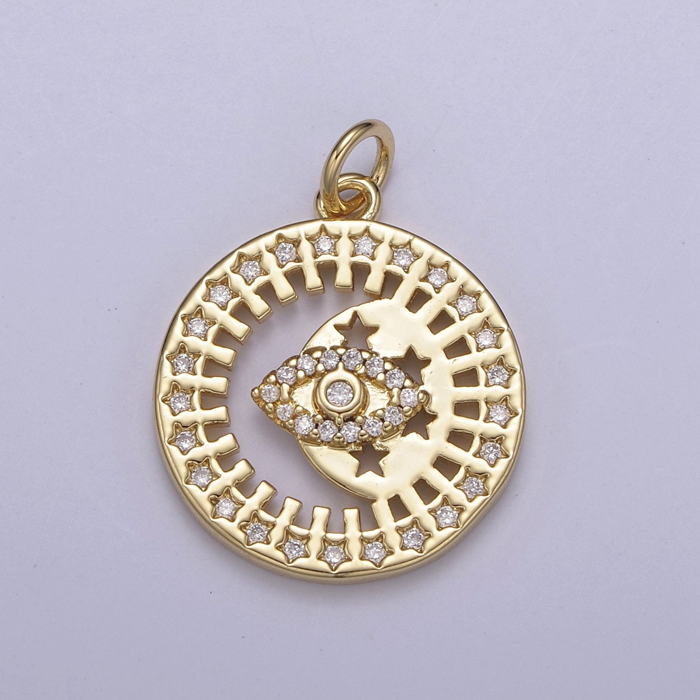 Dainty Evil Eye Charm Coin Round Medallion Add on Charm for Necklace Bracelet Supply N-671