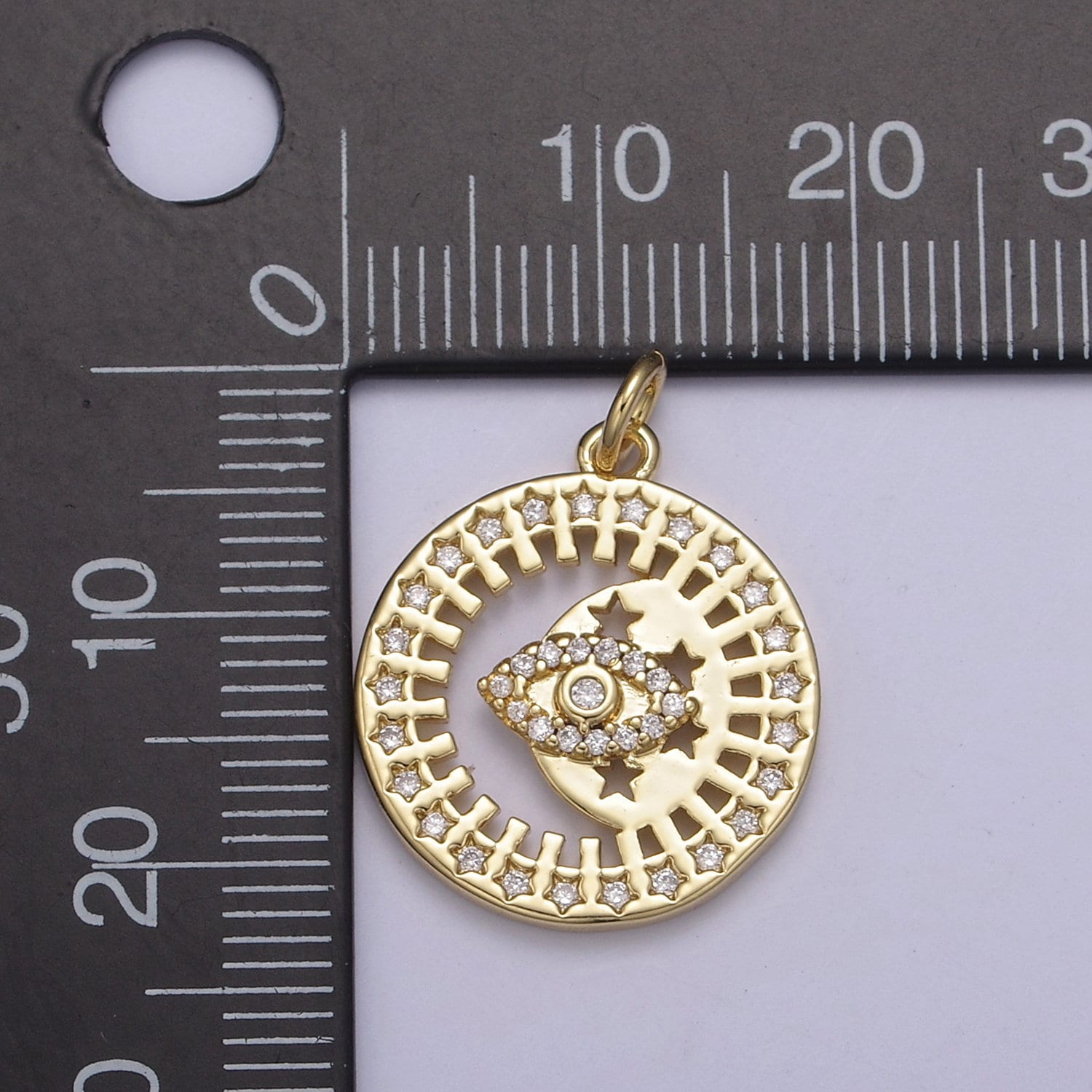 Dainty Evil Eye Charm Coin Round Medallion Add on Charm for Necklace Bracelet Supply N-671