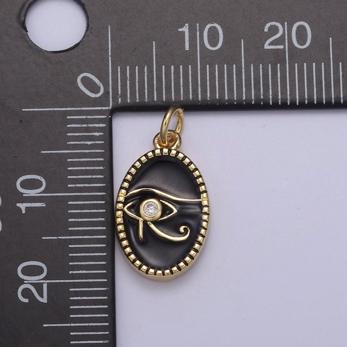 Dainty Black Enamel Eye Of Ra Oval Charm Necklace, White Evil Eye Necklace Pendant Amulet Protection Jewelry Layered Necklace N-673